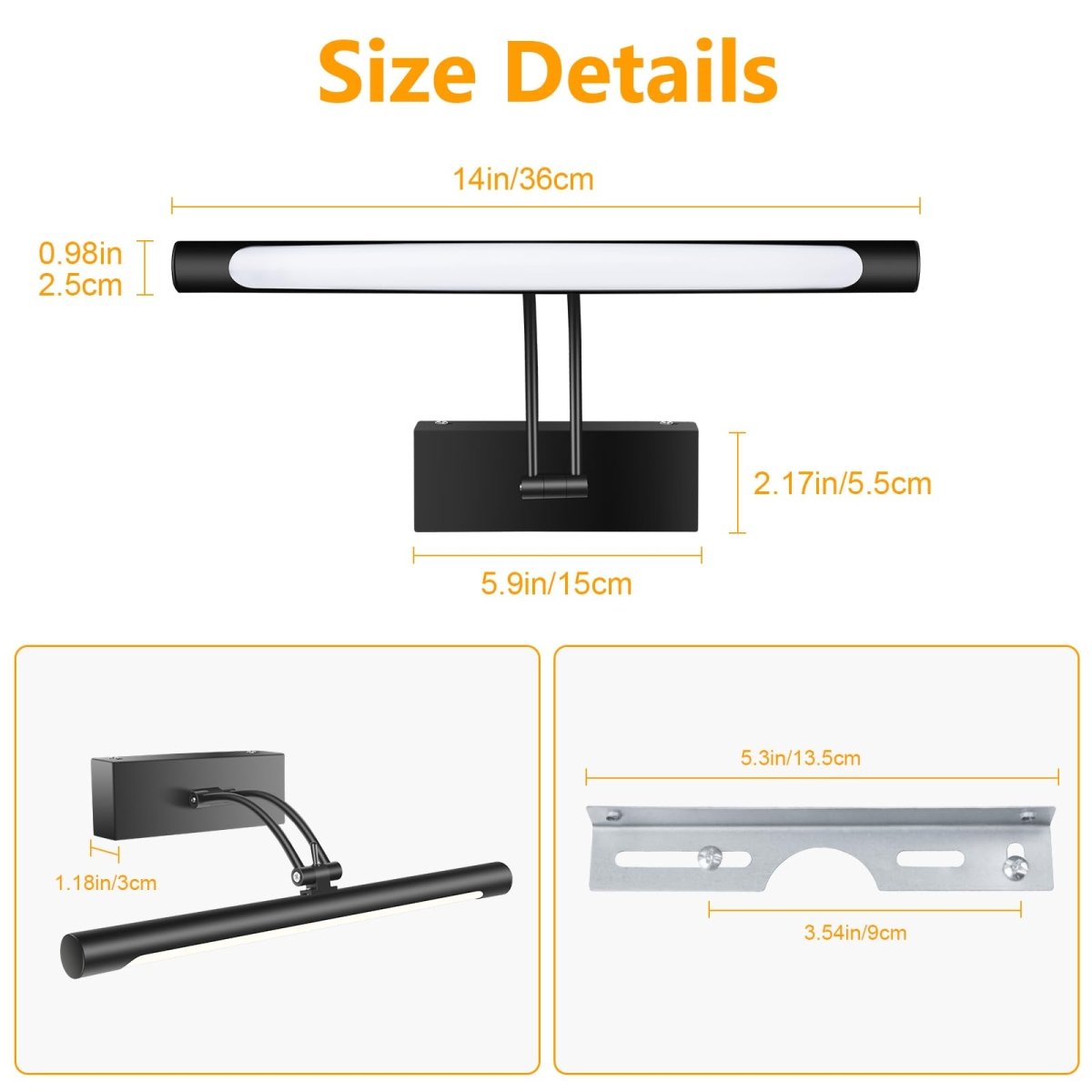 Hardwired Picture Light for Wall Black,14 inch Night Light LED Wall Sconces for Pictures,Dart Board Lights Wall Lights for Dartboard Mirror Frame Gallery - Factory Direct Shop