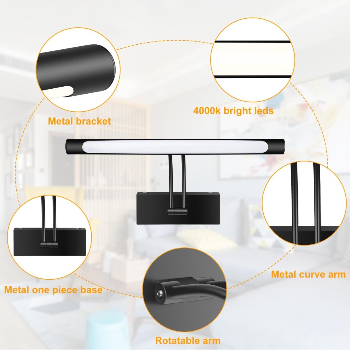 Hardwired Picture Light for Wall Black,14 inch Night Light LED Wall Sconces for Pictures,Dart Board Lights Wall Lights for Dartboard Mirror Frame Gallery - Factory Direct Shop