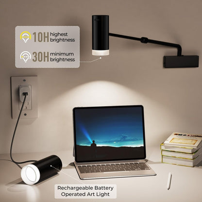 Rechargeable Picture Light with Remote Control, Adjustable Wall Sconce, 4000mAh Battery, Dimmable LED Art Light for Gallery, Bedroom & Bathroom - Factory Direct Shop
