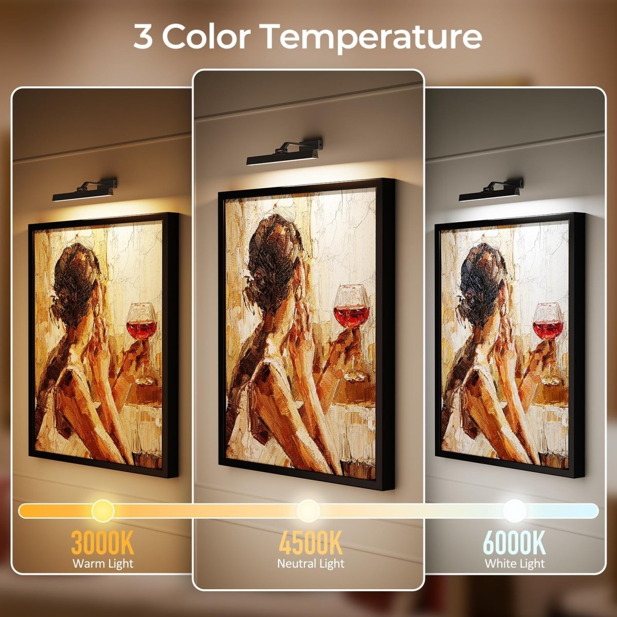Picture Lights for Wall, Battery Operated Picture Light 16in Gallery Light for Paintings CCT Dimmable Recharging Battery Wall Light with Remote Control for Living Room Dartboard Art Black - Factory Direct Shop