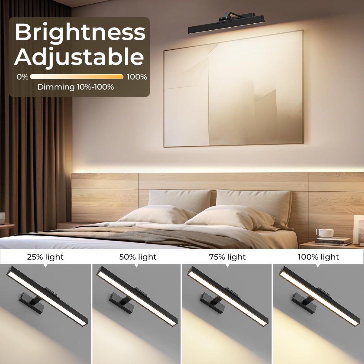 Picture Lights for Wall, Battery Operated Picture Light 16in Gallery Light for Paintings CCT Dimmable Recharging Battery Wall Light with Remote Control for Living Room Dartboard Art Black - Factory Direct Shop