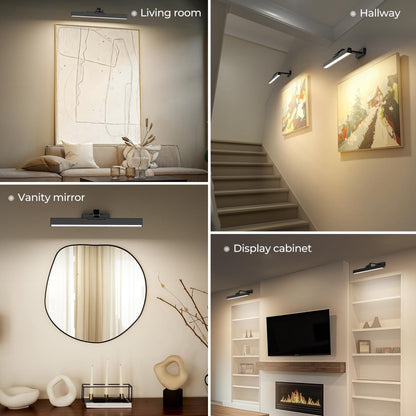Picture Lights for Wall, Battery Operated Picture Light 16in Gallery Light for Paintings CCT Dimmable Recharging Battery Wall Light with Remote Control for Living Room Dartboard Art Black - Factory Direct Shop