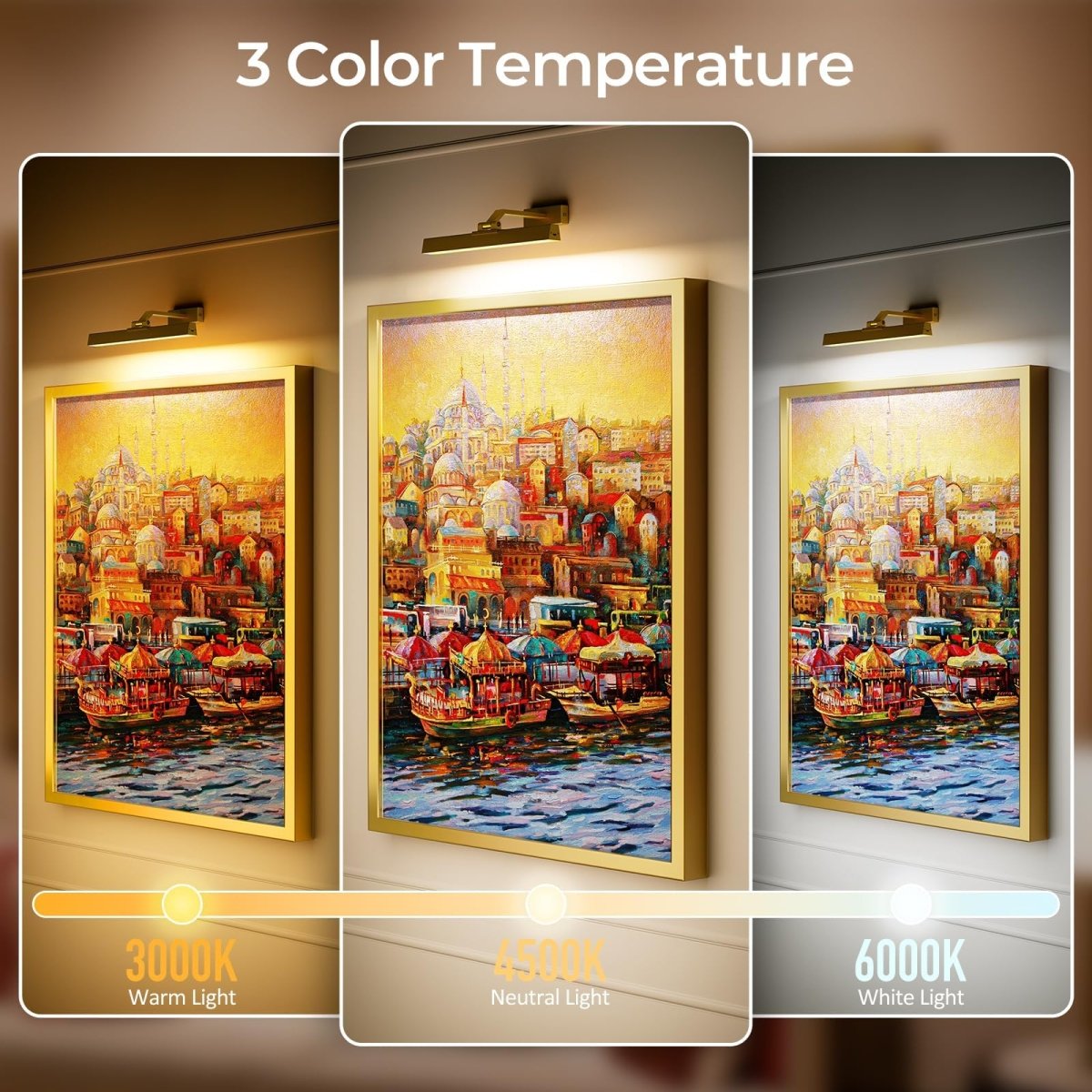 Picture Lights for Wall, Battery Operated Picture Light 16in Gallery Light for Paintings CCT Dimmable Gold - Factory Direct Shop