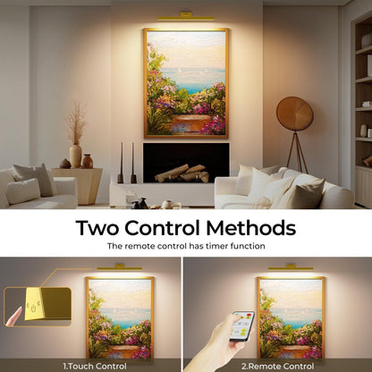 Picture Lights for Wall, Battery Operated Picture Light 16in Gallery Light for Paintings CCT Dimmable Gold - Factory Direct Shop