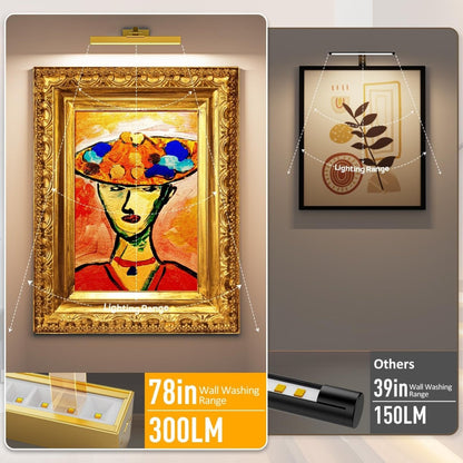 Picture Lights for Wall, Battery Operated Picture Light 16in Gallery Light for Paintings CCT Dimmable Gold - Factory Direct Shop