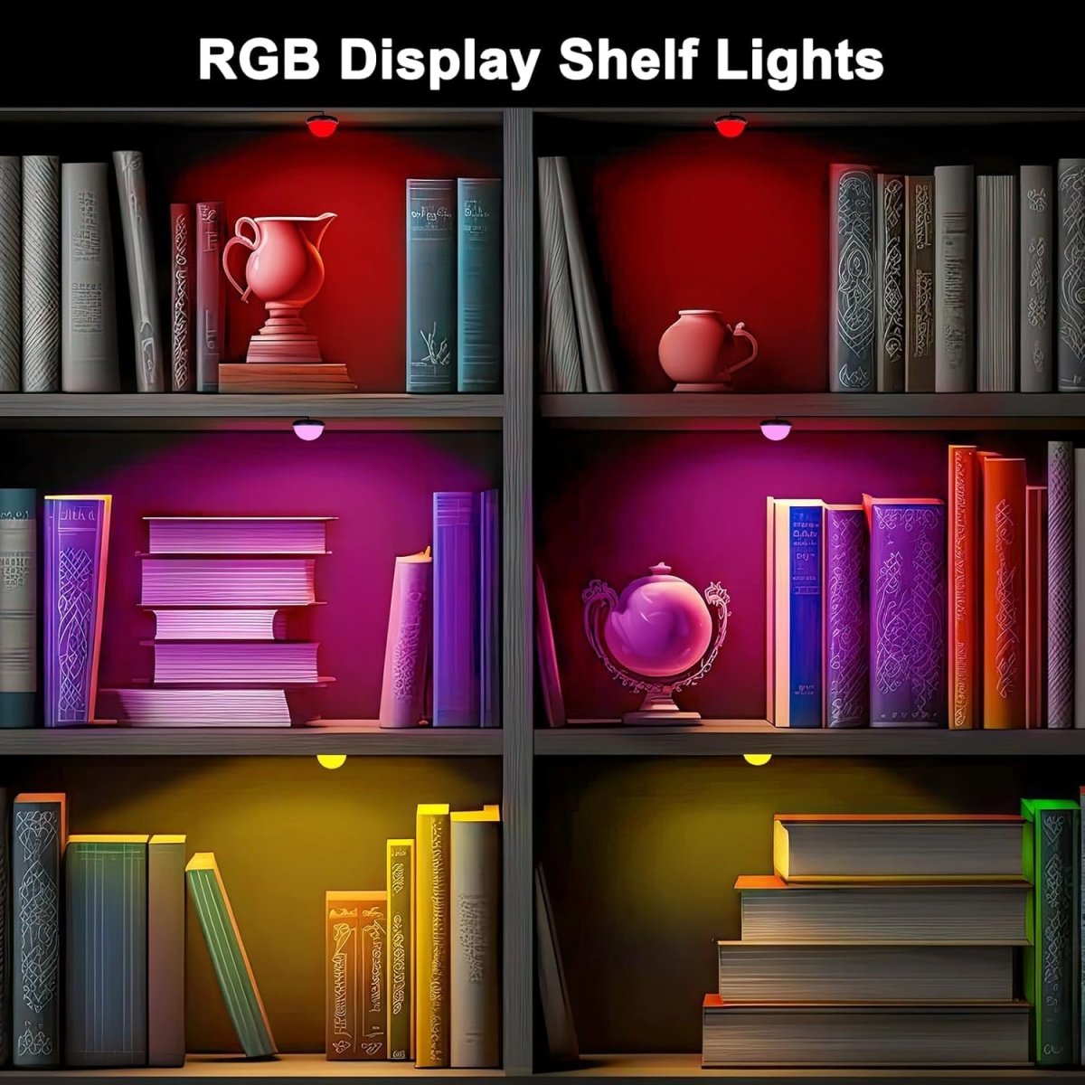 RGB Single LED Kitchen Under Cabinet Puck Light,Color Changing LED Under Cabinet Lights Kit,Aluminum Slim Multi Color Wired Display Cupboard Light for Kitchen 2 PCS - Factory Direct Shop