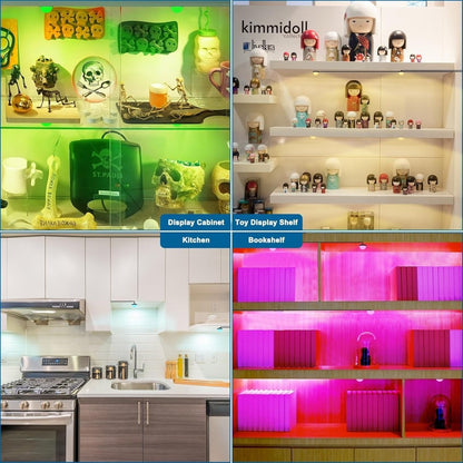 RGB Single LED Kitchen Under Cabinet Puck Light,Color Changing LED Under Cabinet Lights Kit,Aluminum Slim Multi Color Wired Display Cupboard Light for Kitchen 2 PCS - Factory Direct Shop