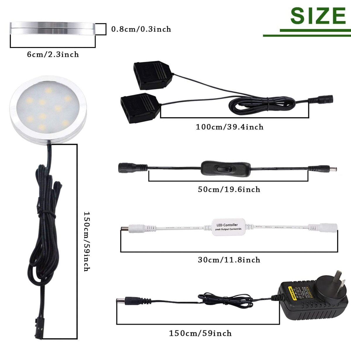 Dimmable & Timing Under Counter Lights Kitchen with Wireless RF Remote,Ultra - Thin 240V LED Cabinet Lights,12W Shelf Lights，6 Lights,Daylight White - Factory Direct Shop