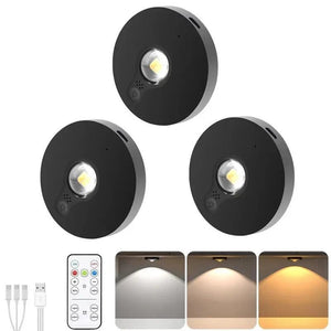 3 Lights LED Rechargeable Slim Cabinet Light, 2cm, Remote Control, Magnetic Mount - Factory Direct Shop