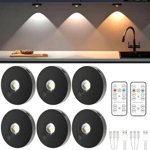 6 Lights LED Rechargeable Slim Cabinet Light, 2cm, Remote Control, Magnetic Mount - Factory Direct Shop