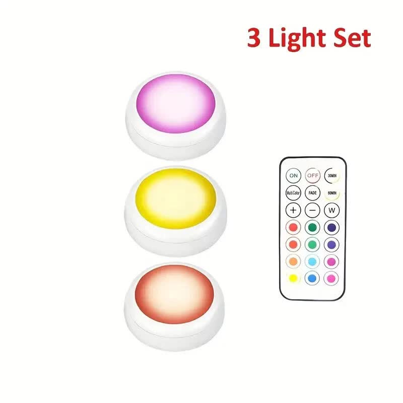 6 Pack RGBW LED Cabinet Lights, Remote Control, Battery Powered - Factory Direct Shop