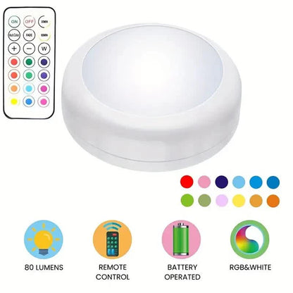 6 Pack RGBW LED Cabinet Lights, Remote Control, Battery Powered - Factory Direct Shop