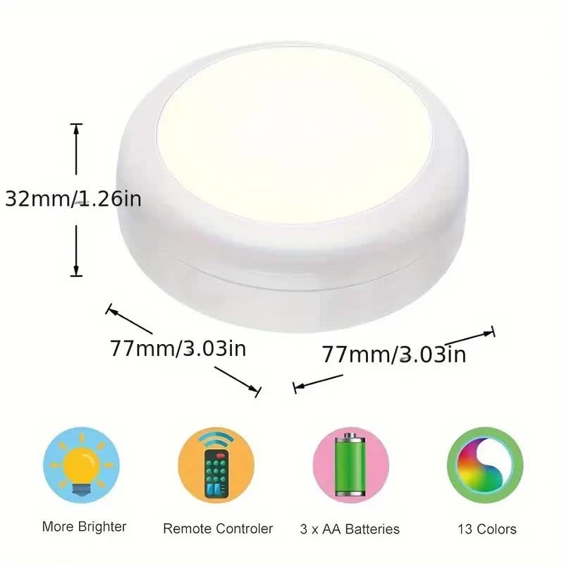 6 Pack RGBW LED Cabinet Lights, Remote Control, Battery Powered - Factory Direct Shop