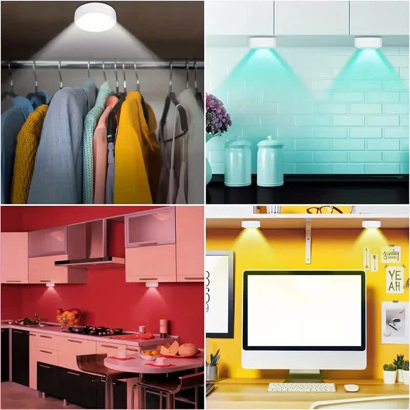 6 Pack RGBW LED Cabinet Lights, Remote Control, Battery Powered - Factory Direct Shop