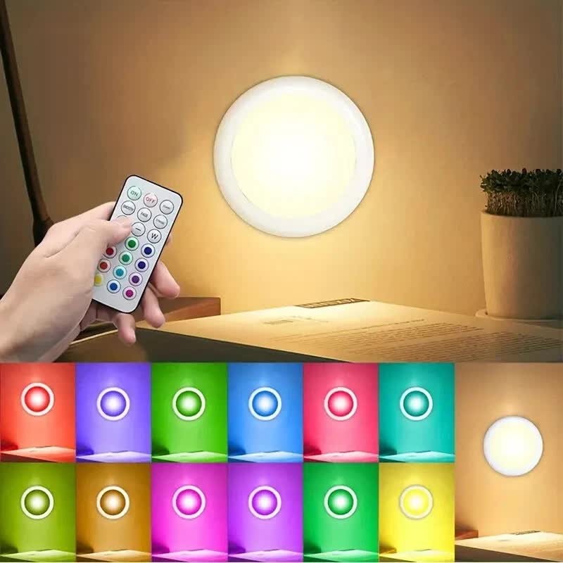 6 Pack RGBW LED Cabinet Lights, Remote Control, Battery Powered - Factory Direct Shop