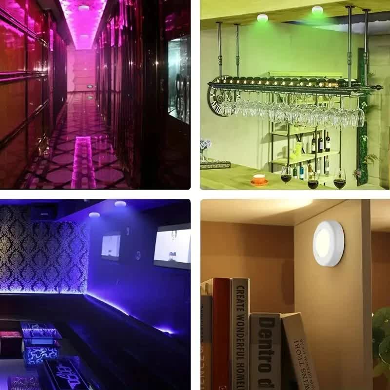 6 Pack RGBW LED Cabinet Lights, Remote Control, Battery Powered - Factory Direct Shop