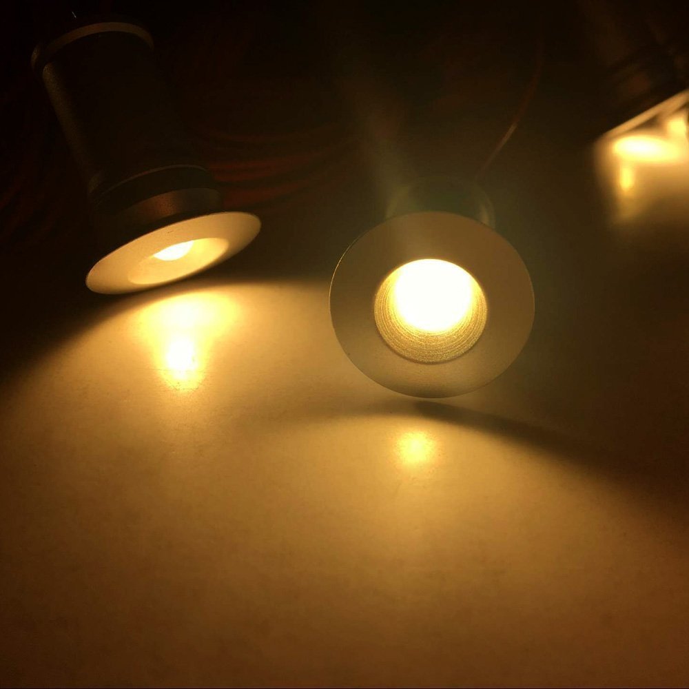 12V Under Cabinet LED Lights 9 Packs of Recessed Mini Downlights for Indoor with Hard Wired Cable and Connectors for Stair Step Furniture Showcase Lighting (Warm White) - Factory Direct Shop