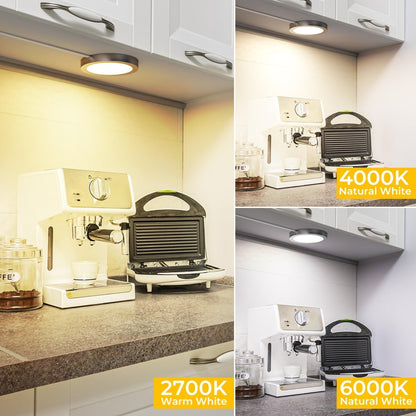 4 Pack Puck Lights 5V Single USB Powered,3 Color Temperature Adjustable & Dimmable Under Cabinet Light,3D Printer LED Lamp Kit for Cabinet,Wardrobe,Showcase - Factory Direct Shop