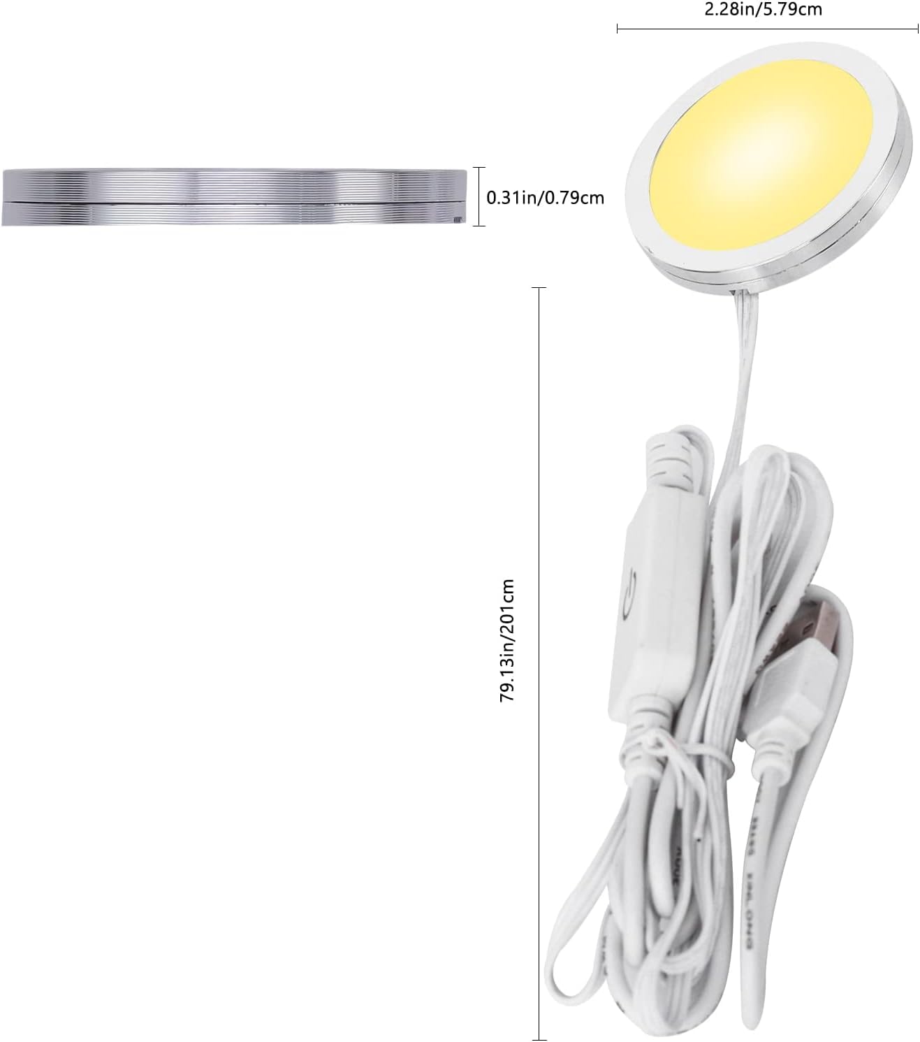 4 Pack Puck Lights 5V Single USB Powered,3 Color Temperature Adjustable & Dimmable Under Cabinet Light,3D Printer LED Lamp Kit for Cabinet,Wardrobe,Showcase - Factory Direct Shop