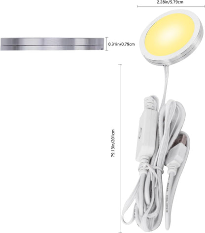 4 Pack Puck Lights 5V Single USB Powered,3 Color Temperature Adjustable & Dimmable Under Cabinet Light,3D Printer LED Lamp Kit for Cabinet,Wardrobe,Showcase - Factory Direct Shop