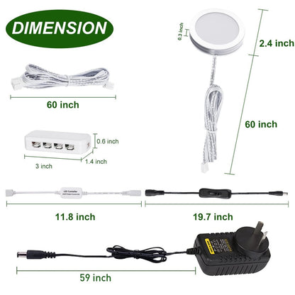 LED Under Cabinet Puck Lights CCT Light Color Temperature Adjustable Warm+White Double Color with Dimmable RF Remote Controller for Kitchen Shelf Ambiance Display Lighting (8 Lights, 24W) - Factory Direct Shop