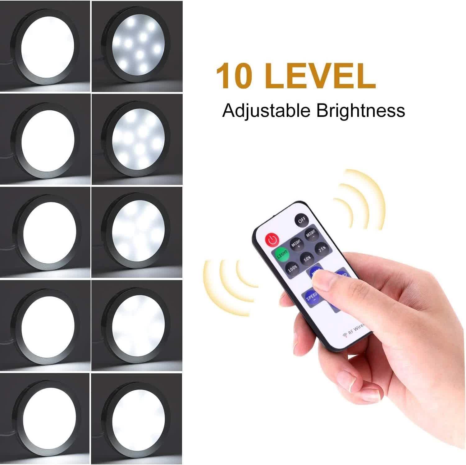 Linkable Under Cabinet LED Lighting 12V Dimmable Puck Lights with Wireless RF Remote Control, Hardwired & Wall Plug in for Kitchen Mood Lighting,Daylight White - Factory Direct Shop