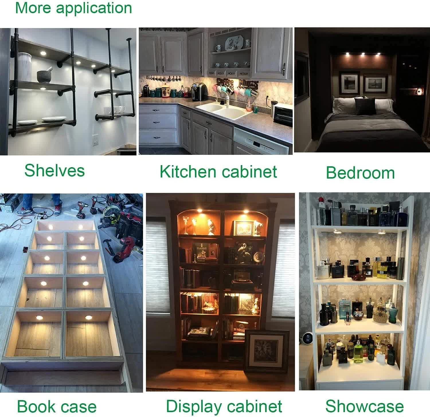 Linkable Under Cabinet LED Lighting 12V Dimmable Puck Lights with Wireless RF Remote Control, Hardwired & Wall Plug in for Kitchen Mood Lighting,Daylight White - Factory Direct Shop