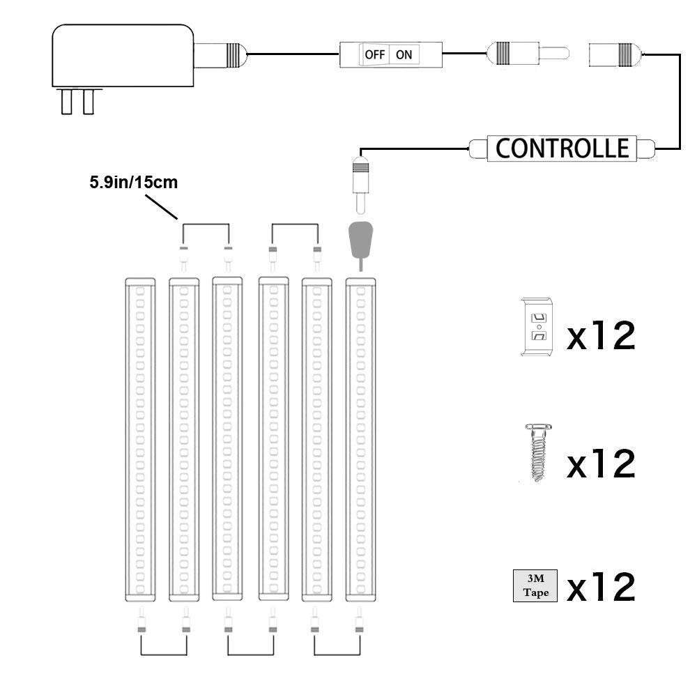 Dimmable LED Under Cabinet Lighting Under Counter LED Light Bar Linkable Kit with Rocker Switch Kitchen,Showcase,Shelf Lighting(6 Panel Kits Warmwhite) - Factory Direct Shop