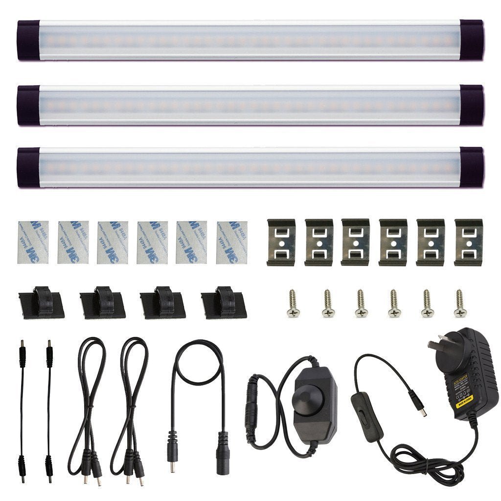 Dimmable Led Under Cabinet Lighting Bar Linkable Kits with Rocker Switch Under Counter Kitchen,Showcase,Shelf Lighting(3 Panel Kits Cold White) - Factory Direct Shop
