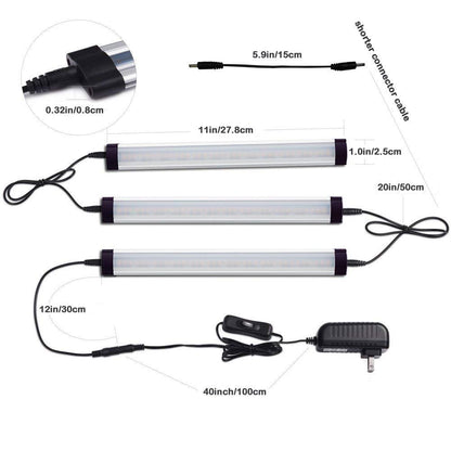 Dimmable Led Under Cabinet Lighting Bar Linkable Kits with Rocker Switch Under Counter Kitchen,Showcase,Shelf Lighting(3 Panel Kits Cold White) - Factory Direct Shop