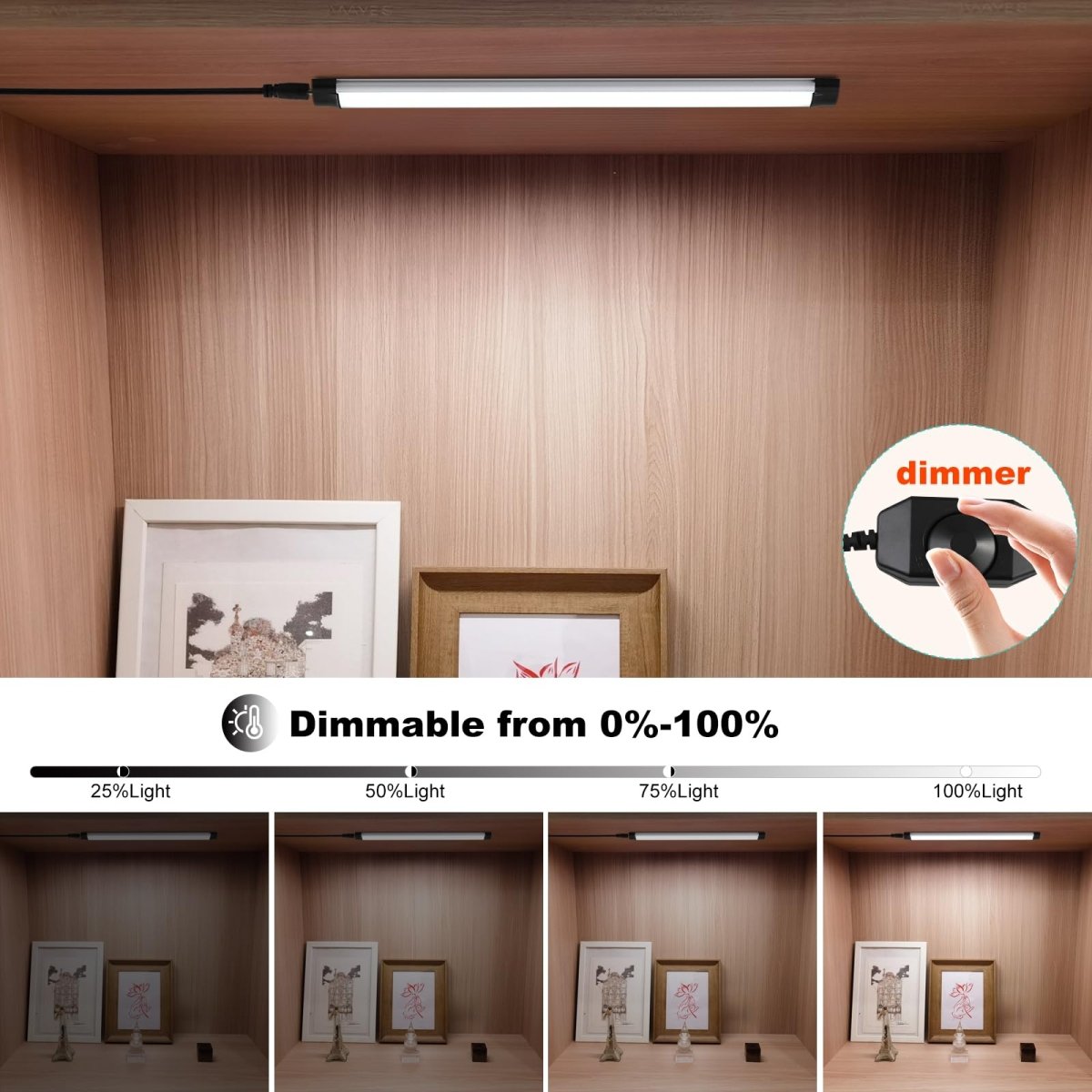 Dimmable Led Under Cabinet Lighting Bar Linkable Kits with Rocker Switch Under Counter Kitchen,Showcase,Shelf Lighting(3 Panel Kits Warm White) - Factory Direct Shop