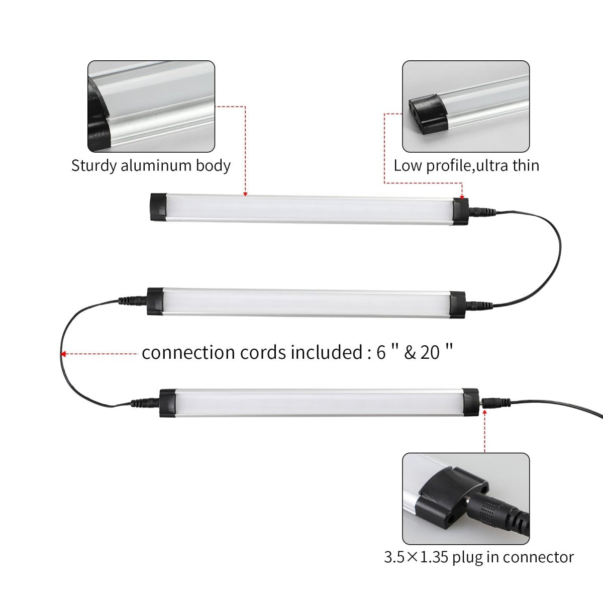 Dimmable Led Under Cabinet Lighting Bar Linkable Kits with Rocker Switch Under Counter Kitchen,Showcase,Shelf Lighting(3 Panel Kits Warm White) - Factory Direct Shop