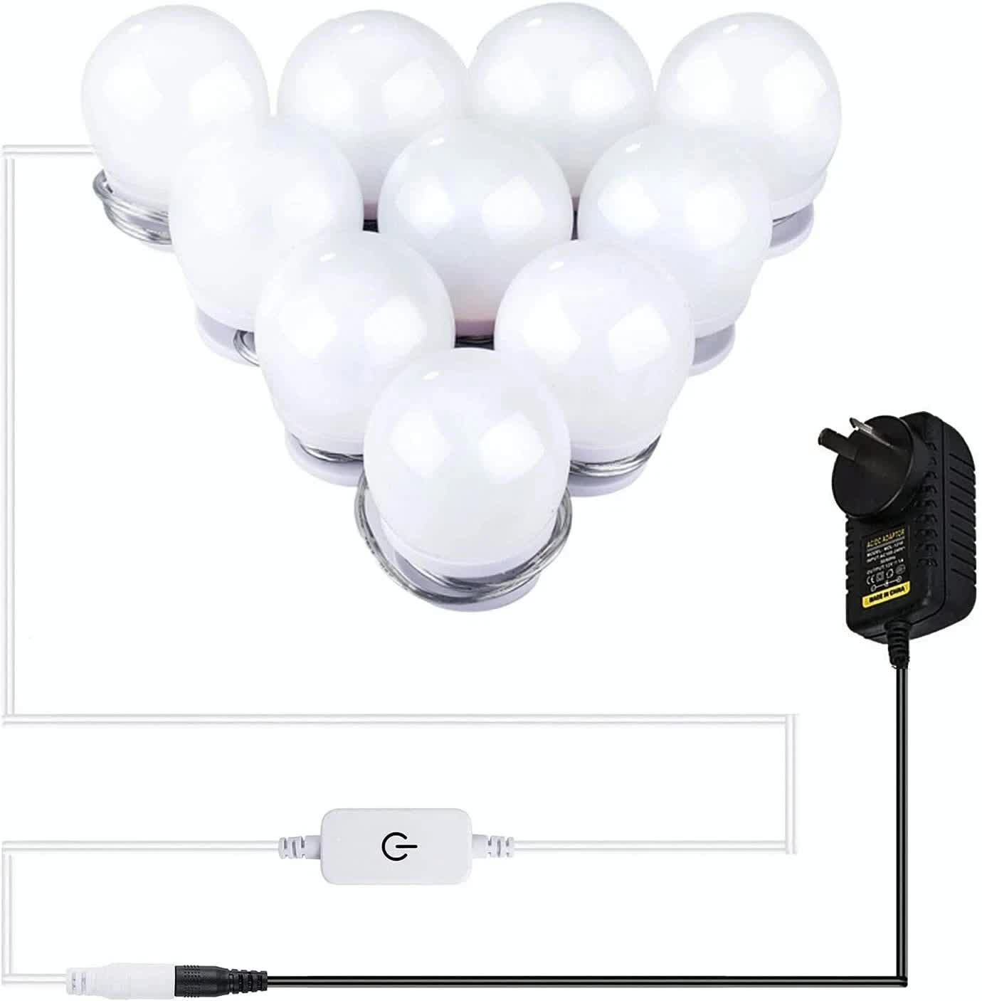 Hollywood LED Vanity Mirror Lights Kit,Stick on Dimmable Makeup Lights, 12V Mirror Lighting Strip Fixture for Vanity Dressing Table Set, Bedroom Wall Lights,CRI>90 (4000K Natural White,10 Bulbs) - Factory Direct Shop