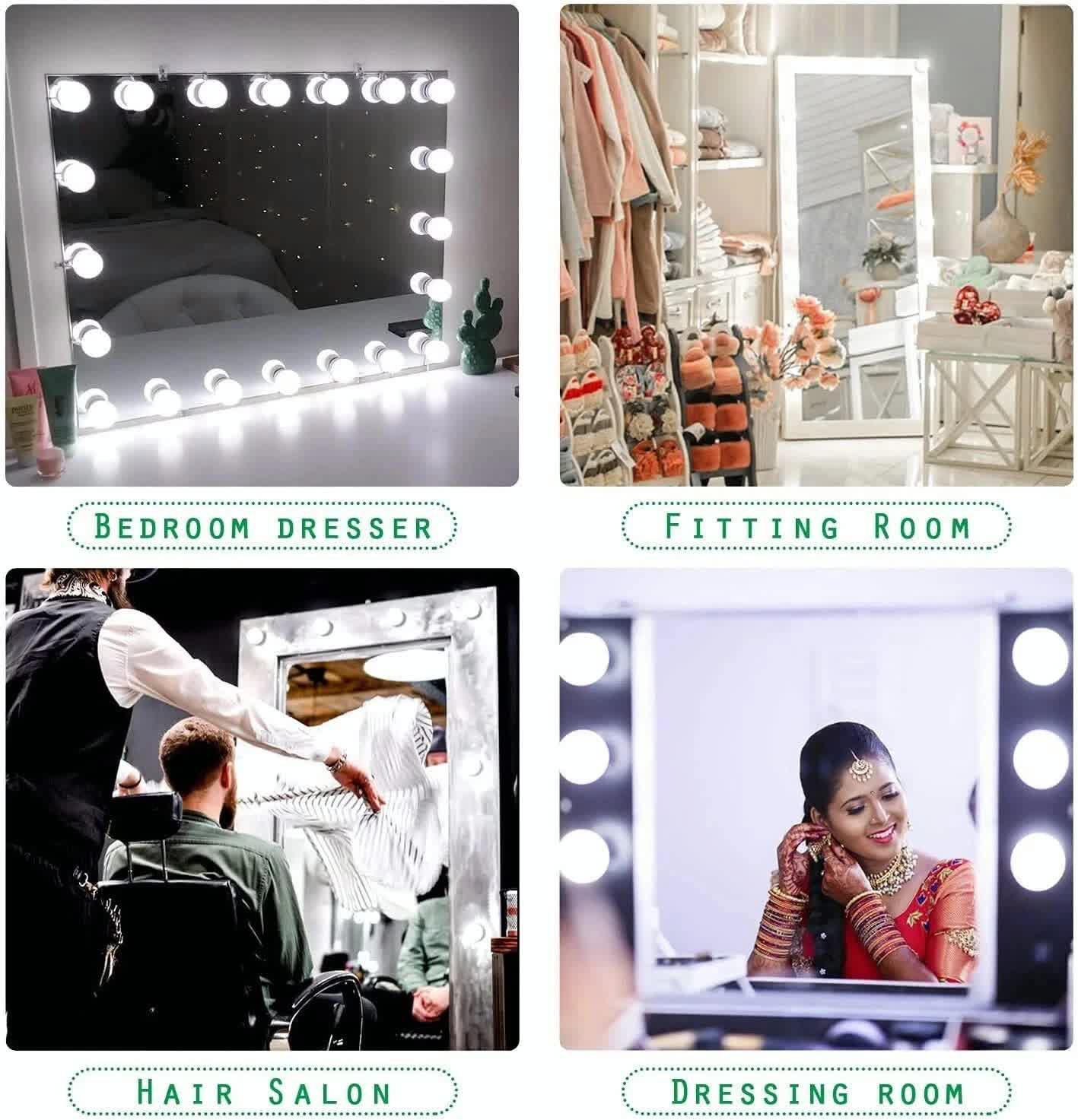 Hollywood LED Vanity Mirror Lights Kit,Stick on Dimmable Makeup Lights, 12V Mirror Lighting Strip Fixture for Vanity Dressing Table Set, Bedroom Wall Lights,CRI>90 (4000K Natural White,10 Bulbs) - Factory Direct Shop