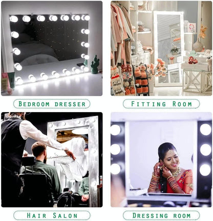 Hollywood LED Vanity Mirror Lights Kit,Stick on Dimmable Makeup Lights, 12V Mirror Lighting Strip Fixture for Vanity Dressing Table Set, Bedroom Wall Lights,CRI>90 (4000K Natural White,10 Bulbs) - Factory Direct Shop