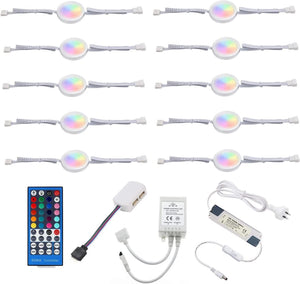 Under Counter LED Light Kit, RGBWW Under Cabinet Lighting, 10 Packs Colored Cabinet Lights with Wireless 40 - Key IR Dimmable Remote Control (10 Lights) - Factory Direct Shop