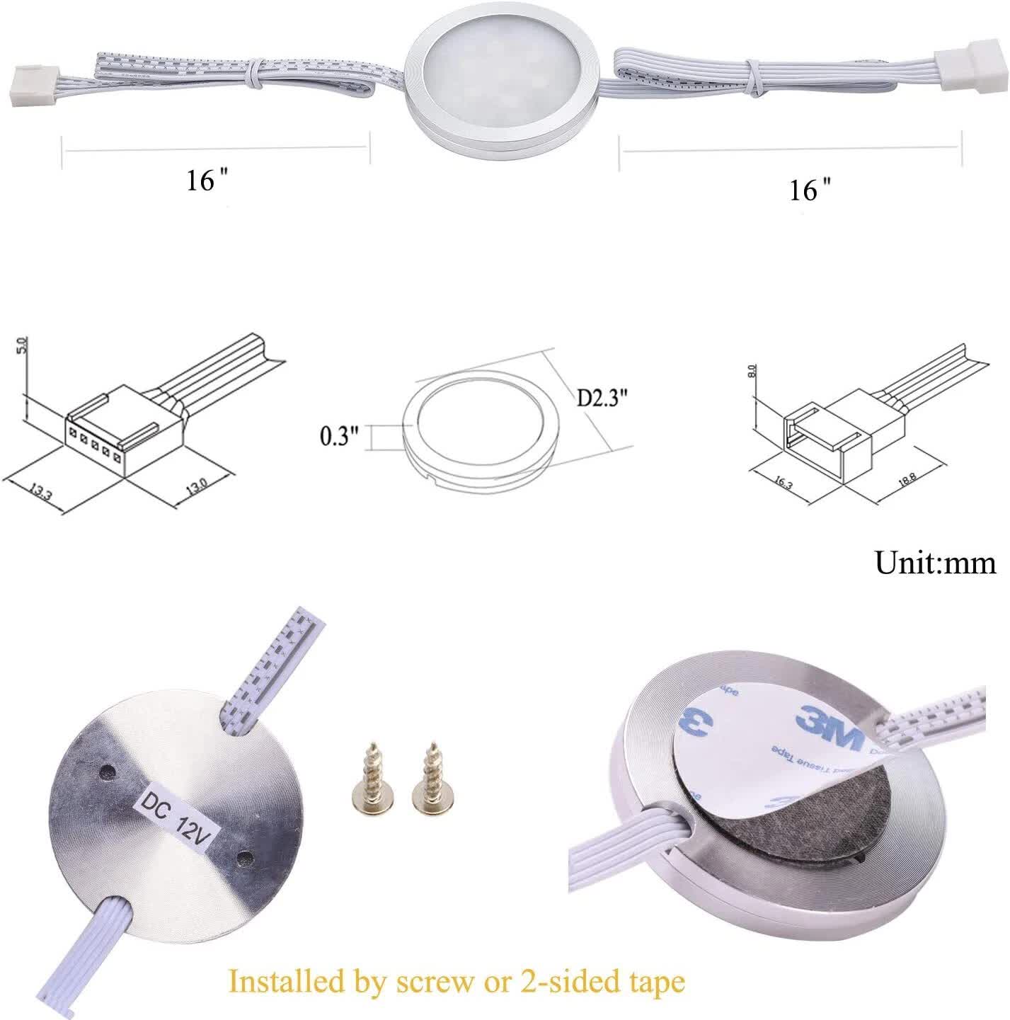 Under Counter LED Light Kit, RGBWW Under Cabinet Lighting, 10 Packs Colored Cabinet Lights with Wireless 40 - Key IR Dimmable Remote Control (10 Lights) - Factory Direct Shop