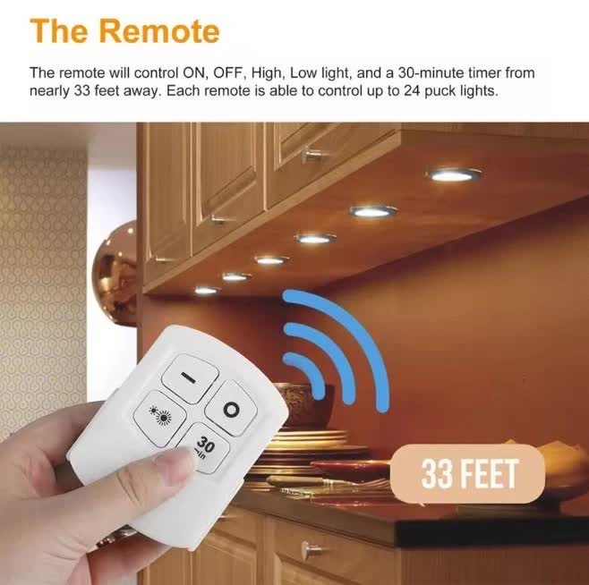 3 LED Light Set with Remote - Warm White for Cabinets & Displays - Factory Direct Shop