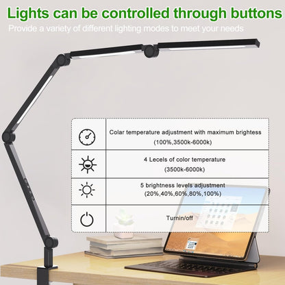 LED Desk Lamp,Foldable Table Lamp for Computer and Desktop,Flexible Clamp on Desk Lamps,Black Portable Desk Lamp for Home Office Reading,Working,Computer Desk,Study Lamp for Kids - Factory Direct Shop