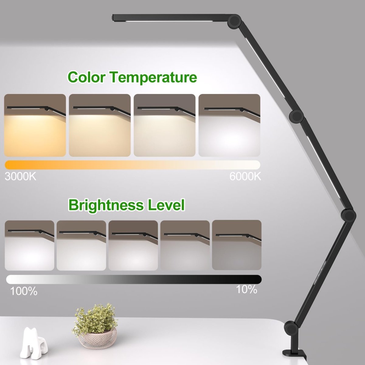 LED Desk Lamp,Foldable Table Lamp for Computer and Desktop,Flexible Clamp on Desk Lamps,Black Portable Desk Lamp for Home Office Reading,Working,Computer Desk,Study Lamp for Kids - Factory Direct Shop
