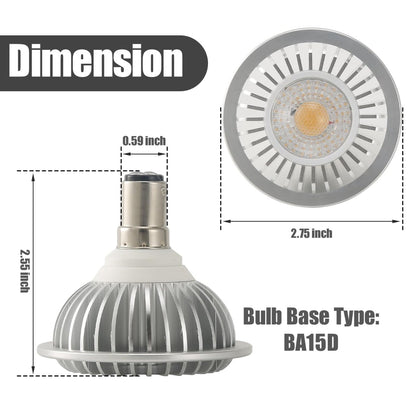 AR70 LED Light Bulb BA15D B15 Base, AC/DC12V Input, 7W 500lm for Home Household Commercial Lighting, 50W Halogen Lamp Replacement(Warm White,4 Pack) - Factory Direct Shop