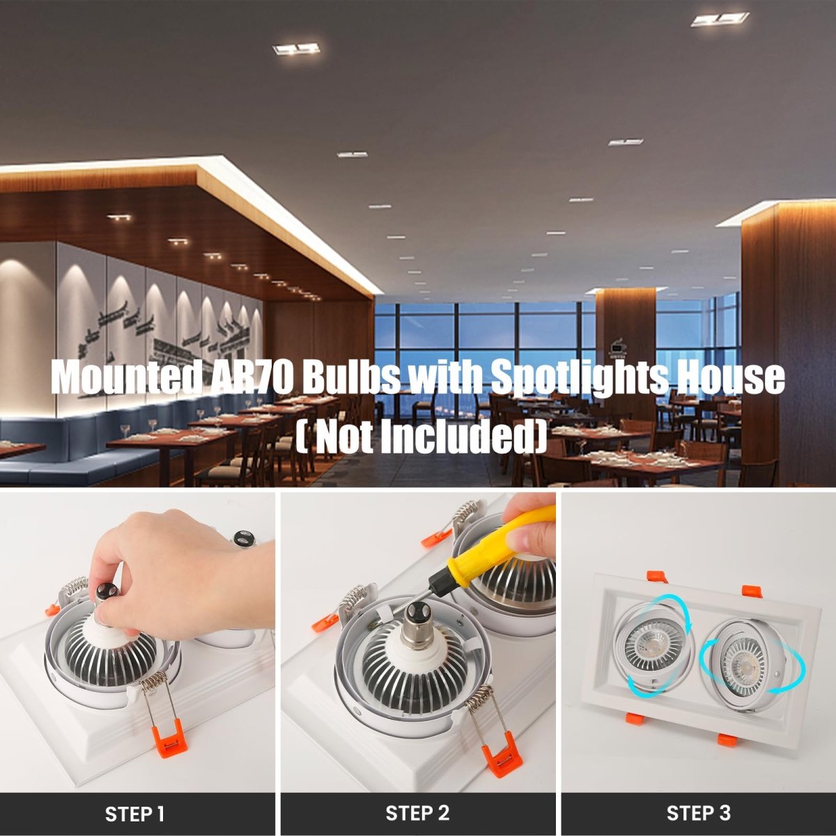 AR70 LED Light Bulb BA15D B15 Base, AC/DC12V Input, 7W 500lm for Home Household Commercial Lighting, 50W Halogen Lamp Replacement(Warm White,4 Pack) - Factory Direct Shop