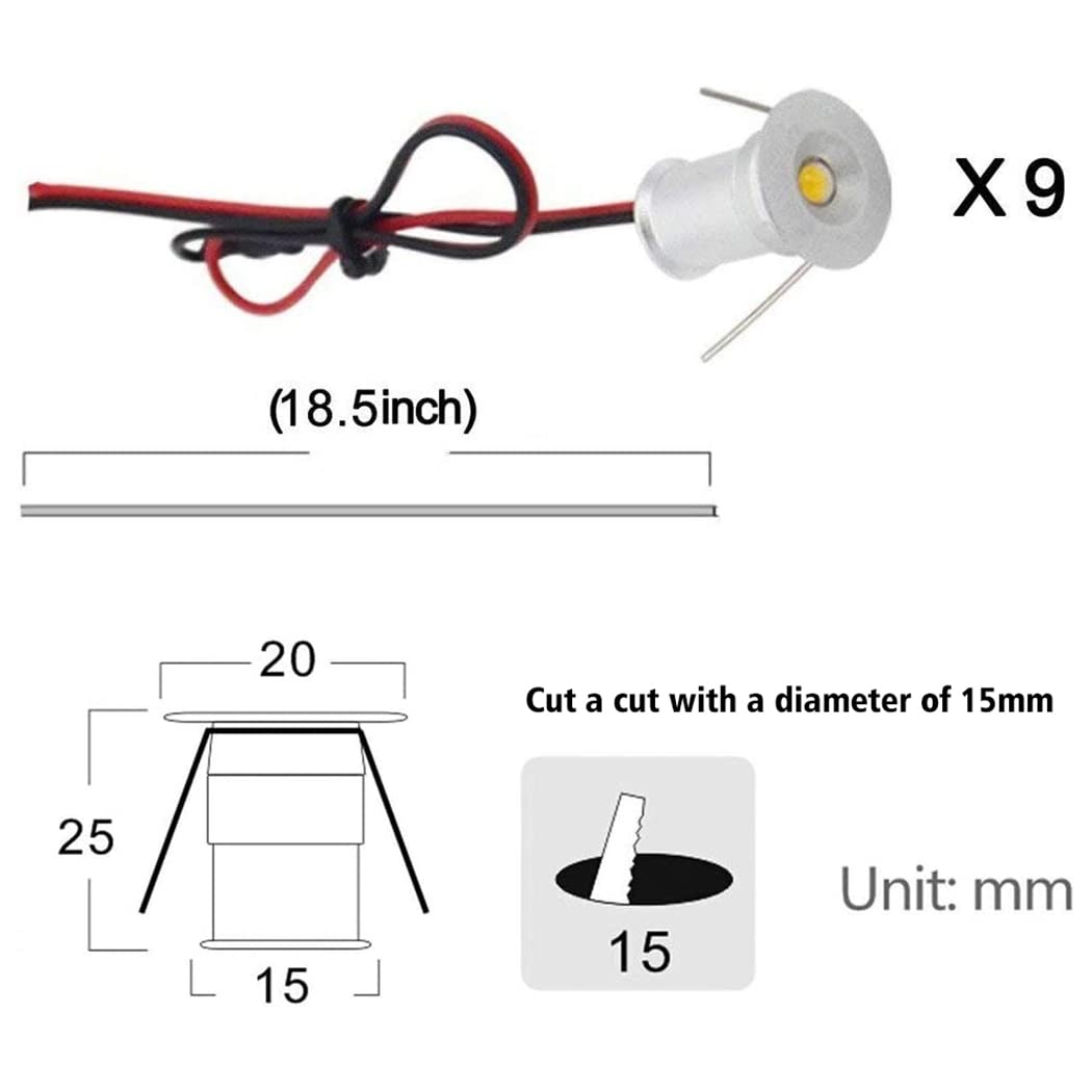 LED Small Recessed Ceiling Lights Spot Lights Downlights,IP54 Ceiling Ultra Slim 9 Pack,Small Spot Lamp with Hardwired for Kitchen,Stairs,Hallway,DIY Lighting,Bookshelf (6000K Daylight White) - Factory Direct Shop