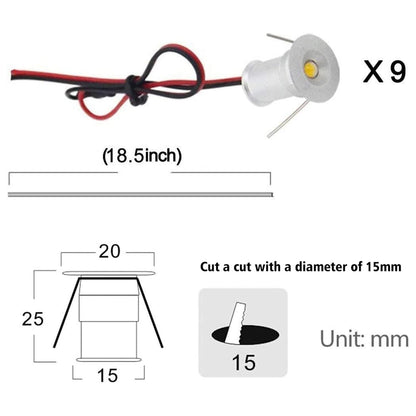 LED Small Recessed Ceiling Lights Spot Lights Downlights,IP54 Ceiling Ultra Slim 9 Pack,Small Spot Lamp with Hardwired for Kitchen,Stairs,Hallway,DIY Lighting,Bookshelf (6000K Daylight White) - Factory Direct Shop