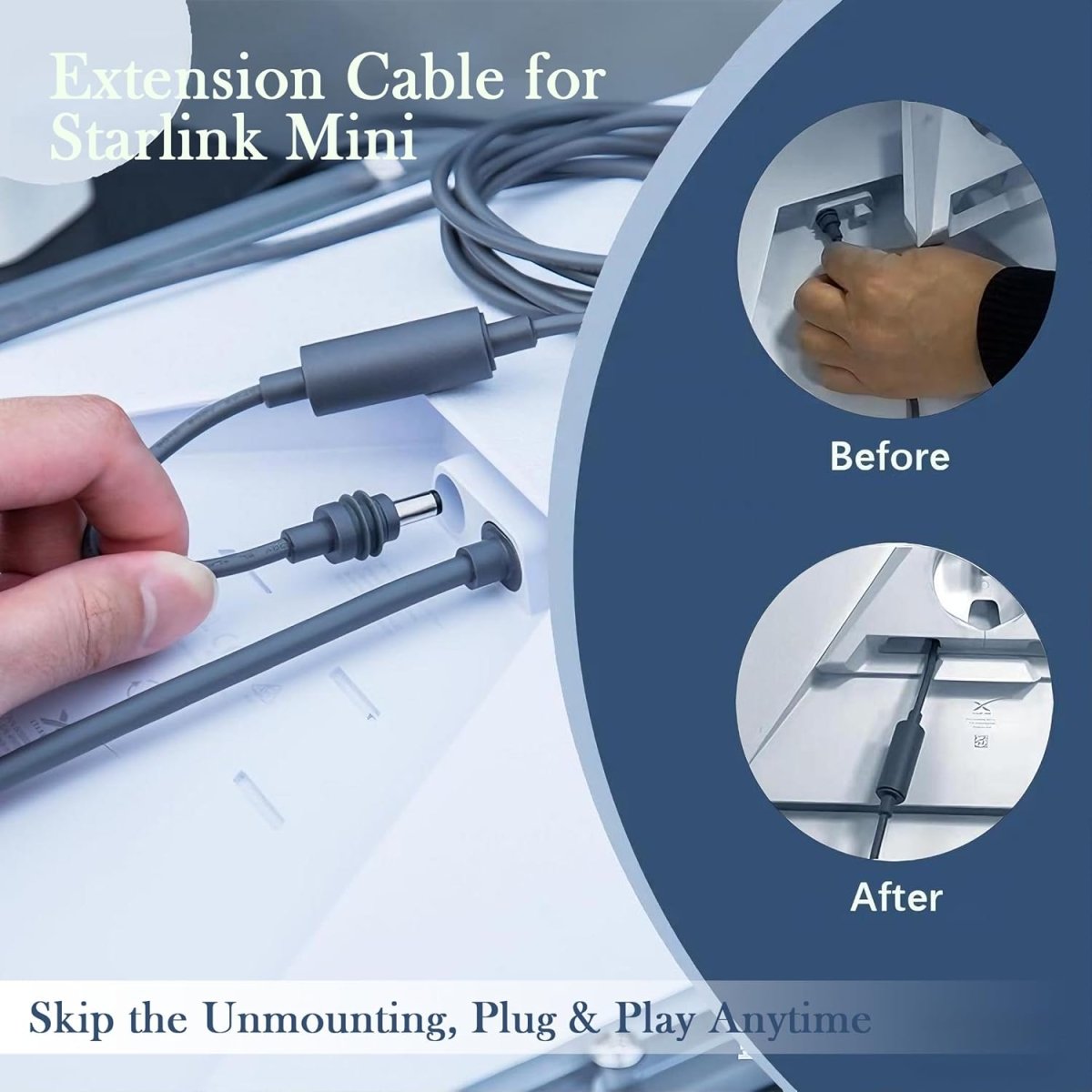 Starlink Mini DC 5521 Extension Cable 7 - inch - Factory Direct Shop