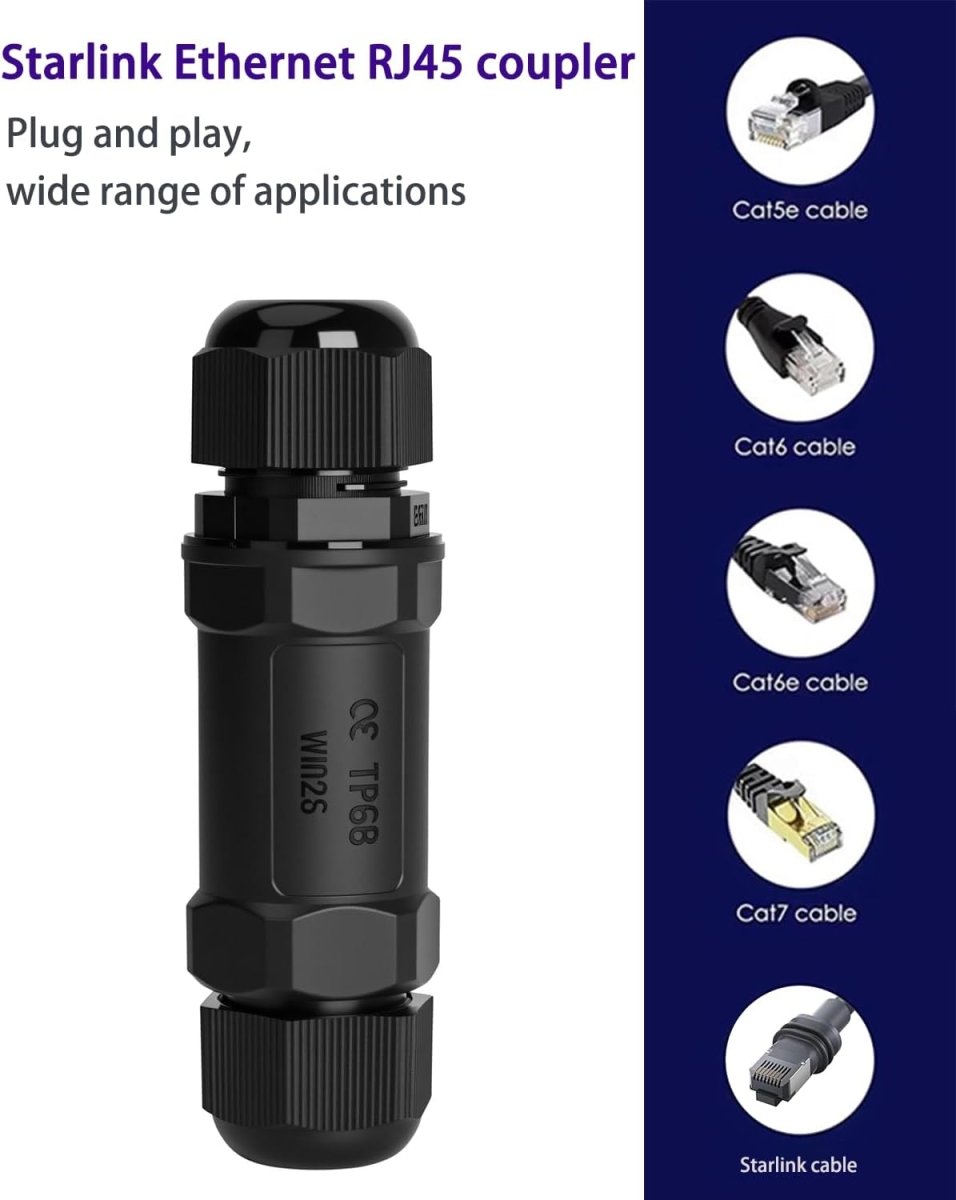 Starlink Coupler for Starlink Cable/Cat7/Cat6/Cat5E/Cat5 Network LAN Cable Extender IP68 Waterproof (PoE Supported) - Factory Direct Shop