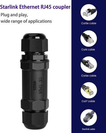 Starlink Coupler for Starlink Cable/Cat7/Cat6/Cat5E/Cat5 Network LAN Cable Extender IP68 Waterproof (PoE Supported) - Factory Direct Shop