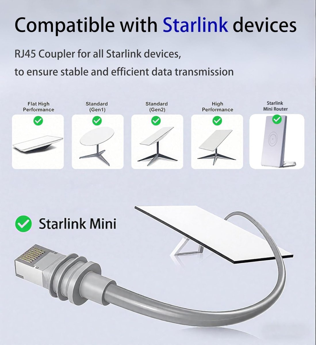 Starlink Coupler for Starlink Cable/Cat7/Cat6/Cat5E/Cat5 Network LAN Cable Extender IP68 Waterproof (PoE Supported) - Factory Direct Shop