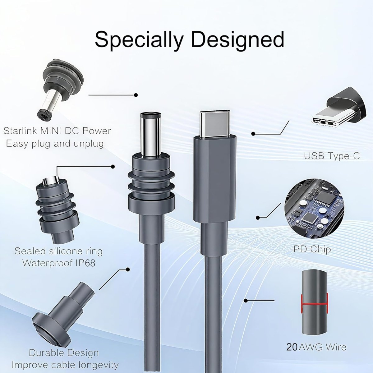 Starlink Mini Power Cable 3.3FT USB - C to DC5521 - Factory Direct Shop
