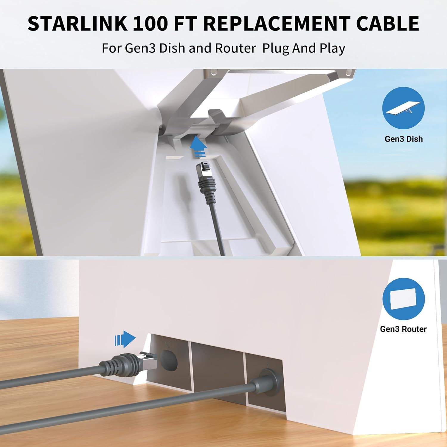 Starlink Generation 3 Cable Standard Waterproof - 100FT - Factory Direct Shop
